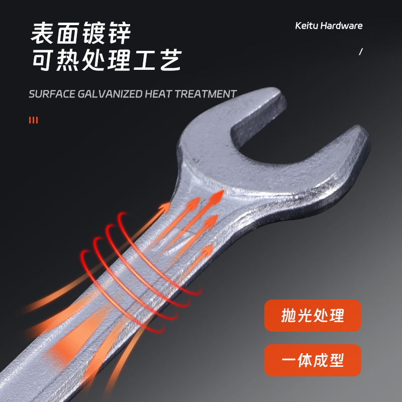 Open-end wrench, galvanized double-head extension rod wrench, high-strength tool casting and polishing threaded steel torque wrench details Picture