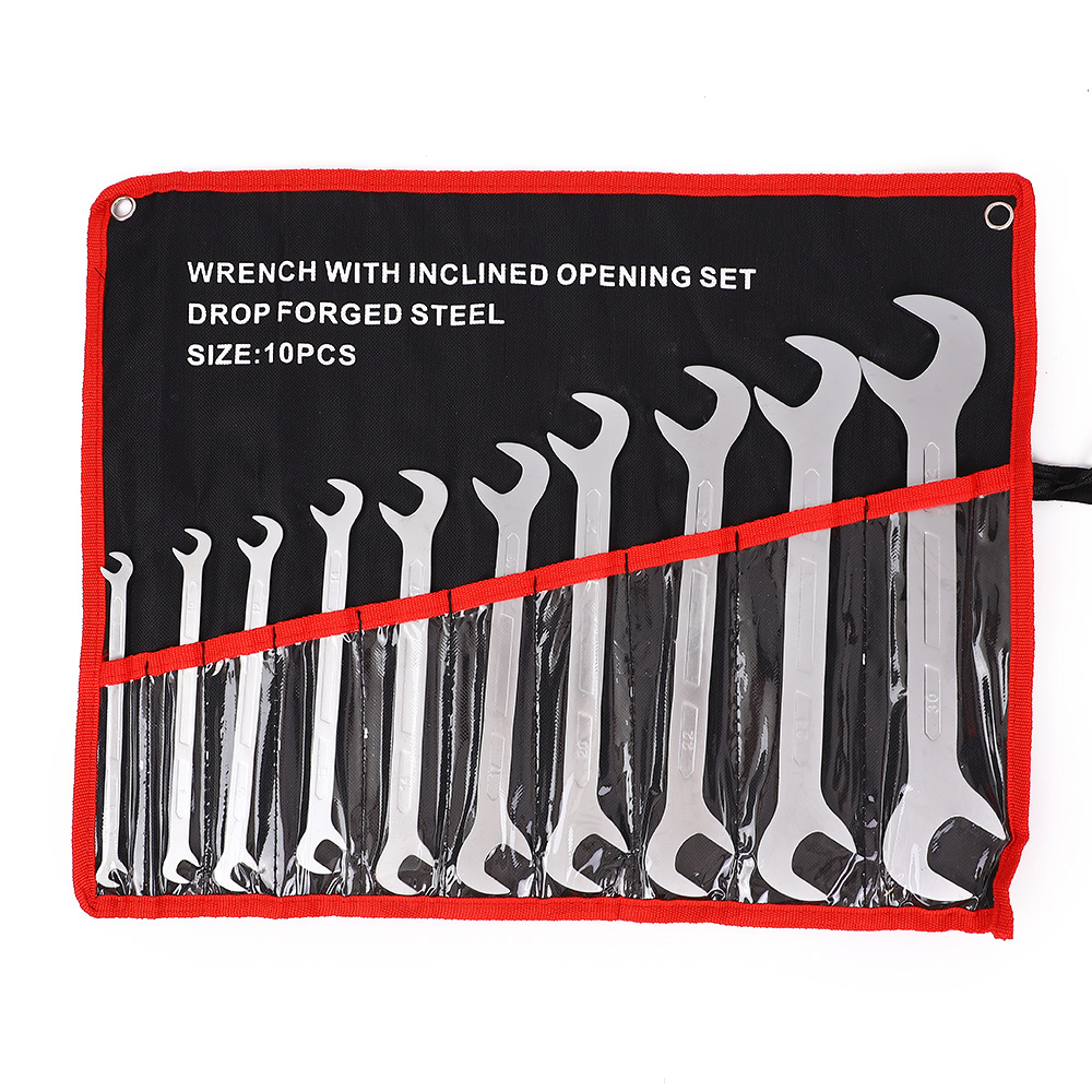 Double-head ultra-thin extended 45-degree fixed fixed-head frosted side-opening wrench set with special-shaped cloth bag combination undefined