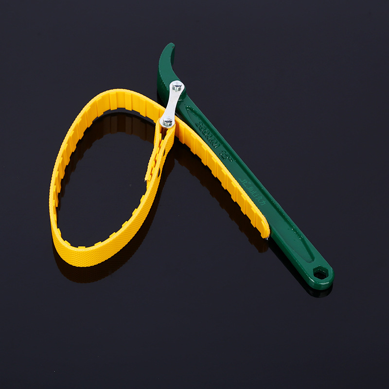 Yellow toothed belt wrench and white wire belt wrench for oil filter of auto repair and motorcycle disassembly machine Specification drawing