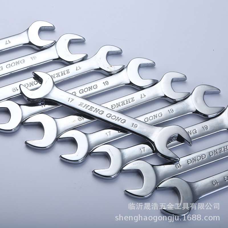 Factory wholesale dual-purpose wrenches, fork mouth quick ratchet box wrenches, Zhenggong brand mirror double-head open-end wrenches Specification drawing