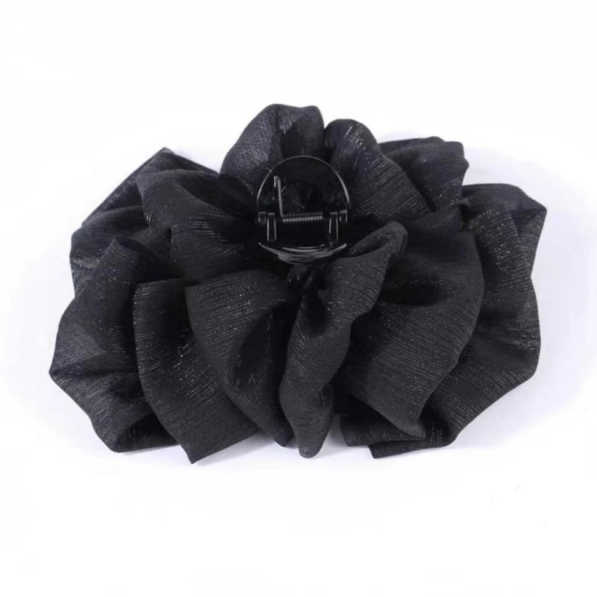 Cloud-shaped double-sided bubble hairpin, large black mesh bow hair accessory at the back of the female head, hairpin Item Picture
