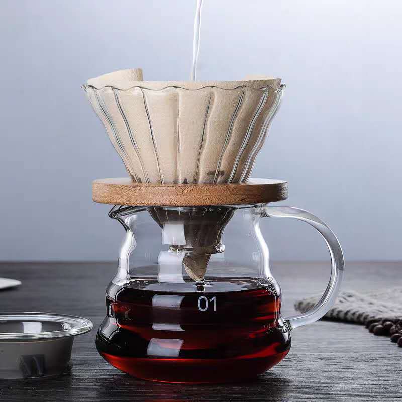 High borosilicate glass hand-brewed coffee sharing pot set, home glass stainless steel filter cloud pot coffee pot Specification drawing