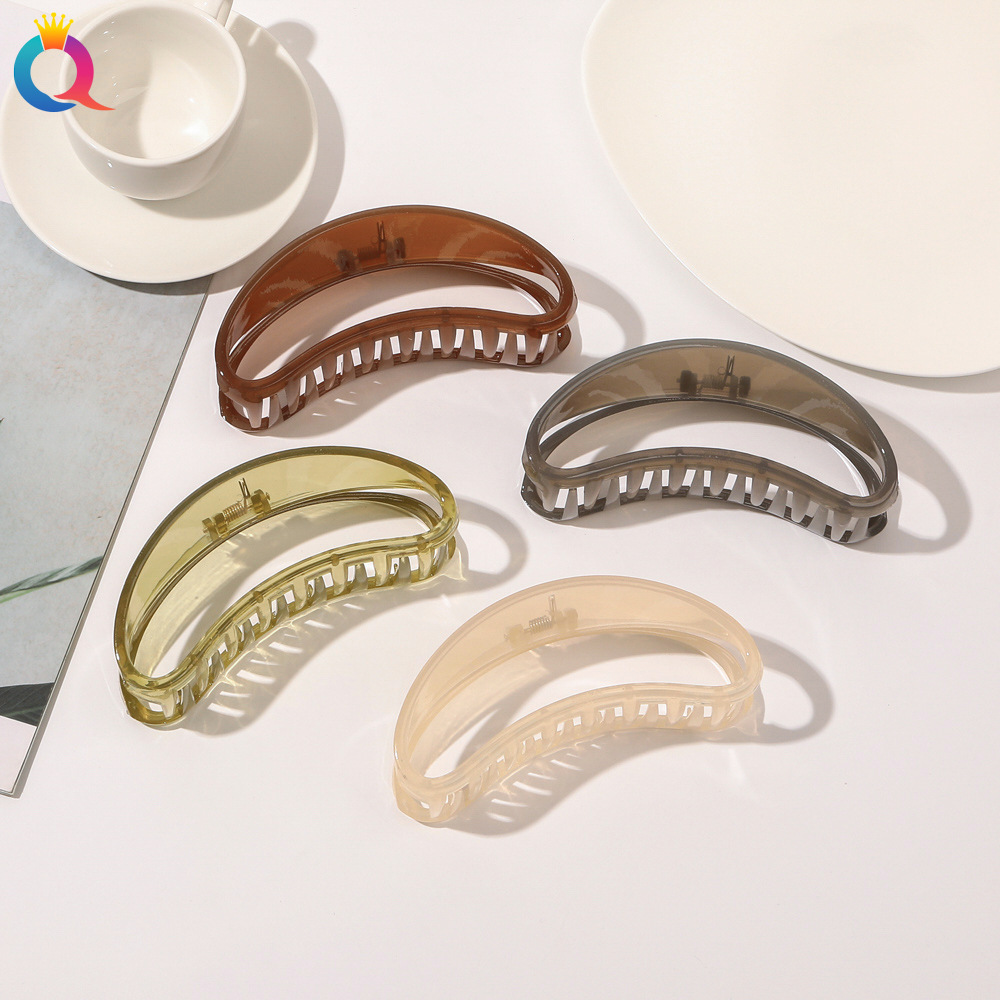Qiyue Korean jelly color 13cm Moon Claw, stylish and versatile shark claw, back of the head face wash, hair claw details Picture