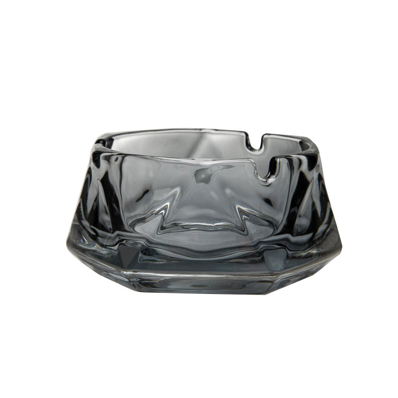 Creative high-end glass ashtray, large household European-style electroplated personalized living room bar, iridescent hexagonal ashtray Item Picture