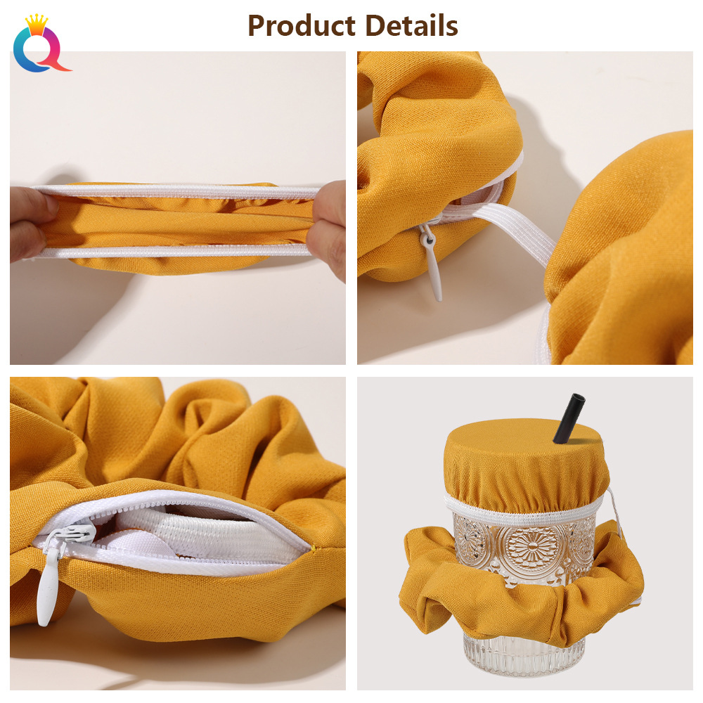 Qiyue European and American Large Intestine Hair Loop Cup Lid Set, a nightclub anti-drug wonder, waterproof cup sleeve, elastic rubber band cup cover Application Scenario