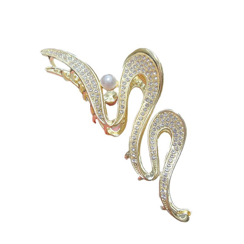 Light luxury and high-end style, simple wavy, sparkling large updo hair clip headwear, shark clip hair clip at the back of the head Item Picture