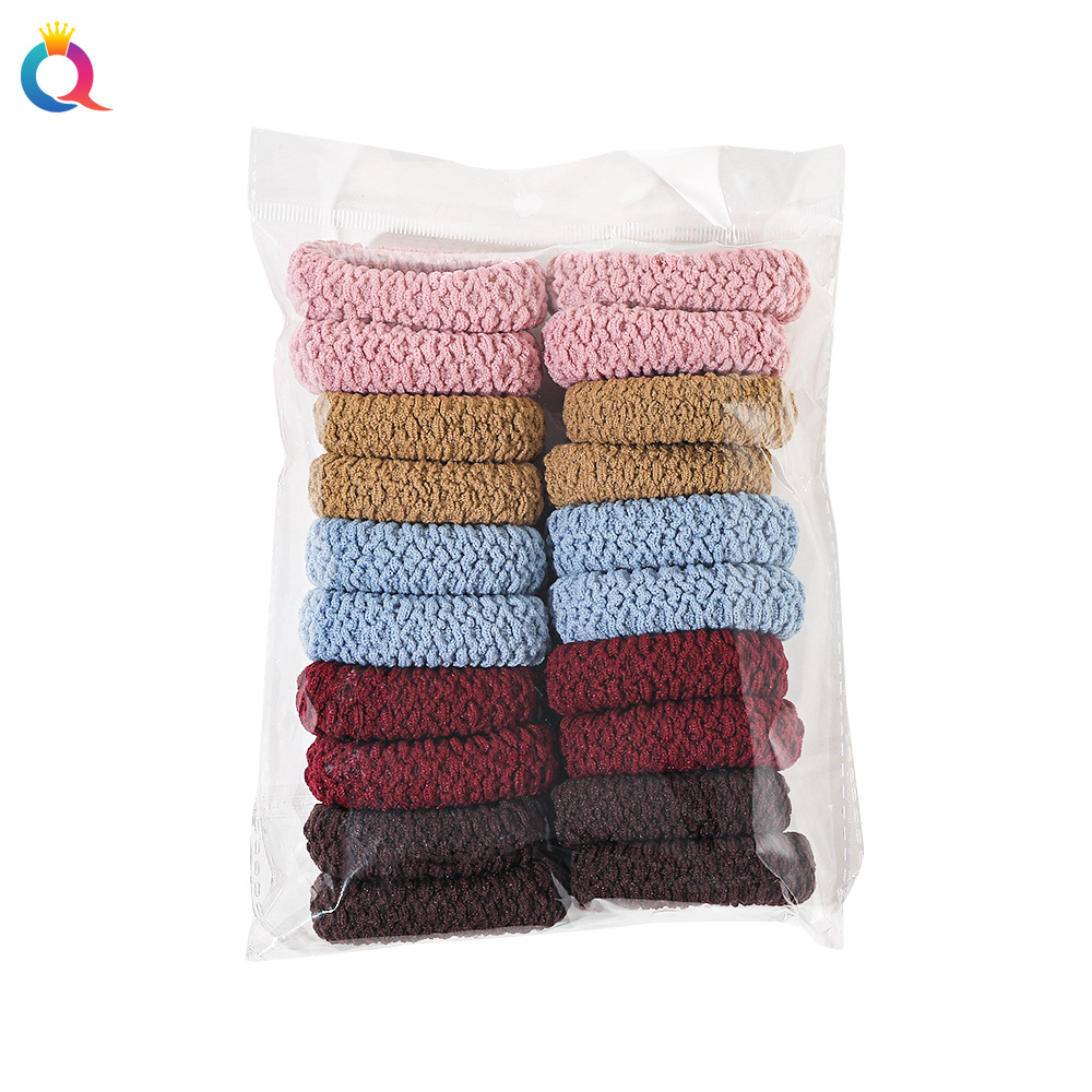 Qiyue Cross-border Korean version high-elasticity towel hair band, thickened hair tie, ins high appearance level hair tie wholesale A32 Item Picture