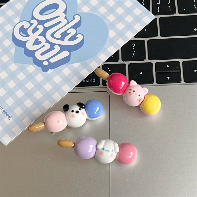Sanrio Candy String hair clips for girls, candy color, cute and playful bangs clips, college students' versatile hair clips wholesale Application Scenario