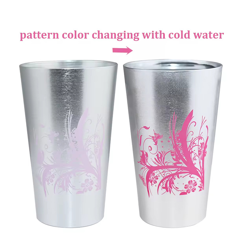 490ML LOGO printable alumina cup, food-grade recyclable aluminum cup, aluminum color-changing beer mug Item Picture