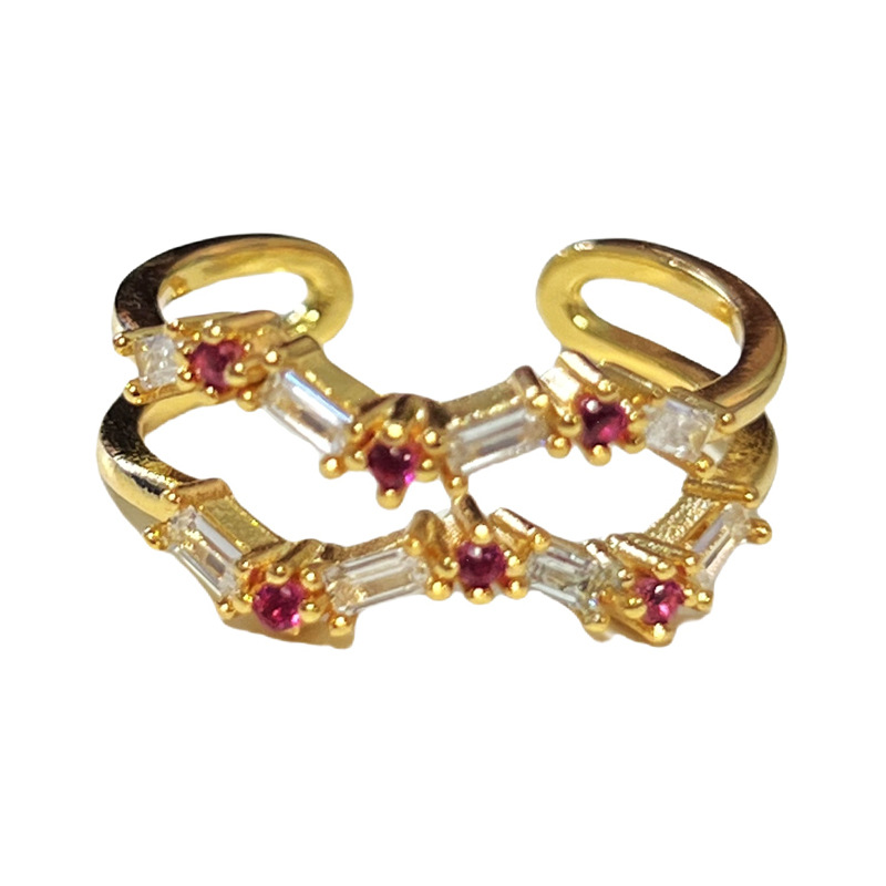 French retro high-end gold niche open ring, court style zircon light luxury, versatile and fashionable ring accessory Item Picture
