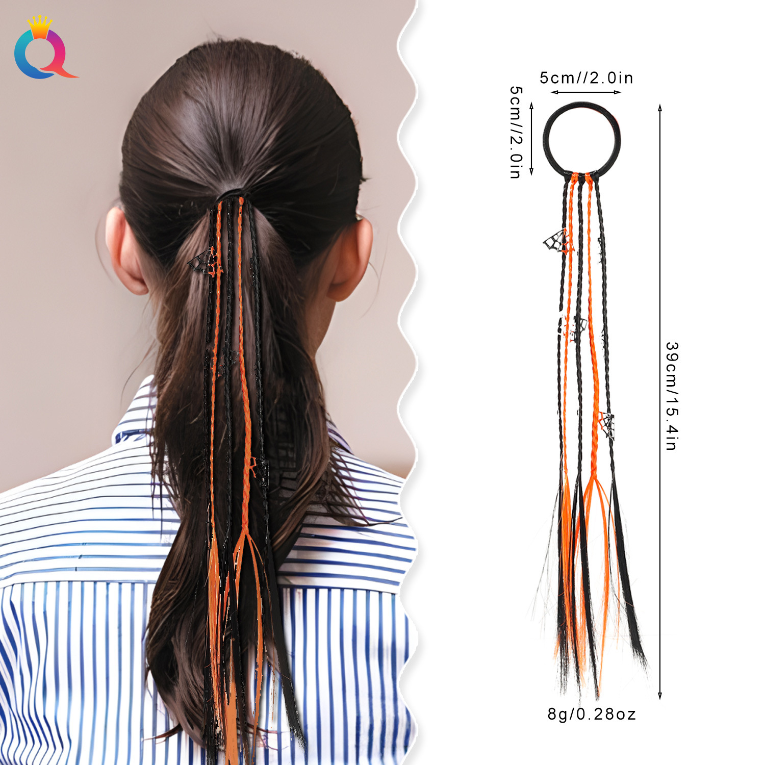 Qiyue Amazon Halloween Wigs, Pumpkin hair ropes, Bat head ropes, rubber bands, braided hair, women's hair bands and hair accessories wholesale details Picture