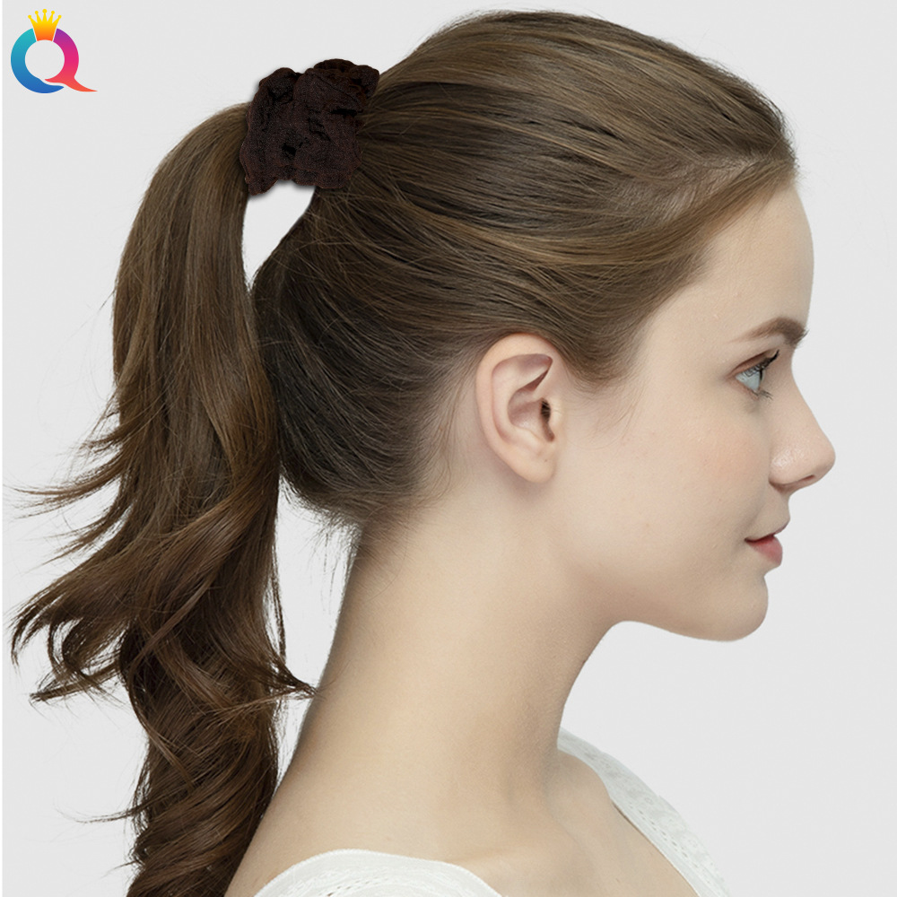 Qiyue simple fabric Large Intestine Hair Band solid color versatile large Intestine Band Fashionable women's ponytail bun hair tie wholesale Specification drawing