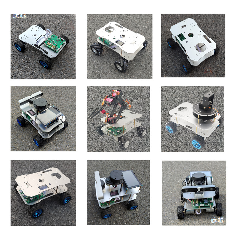 Four-wheel differential chassis ROS robot trolley 4WD four-wheel 520 encoder motor aluminum alloy frame model details Picture