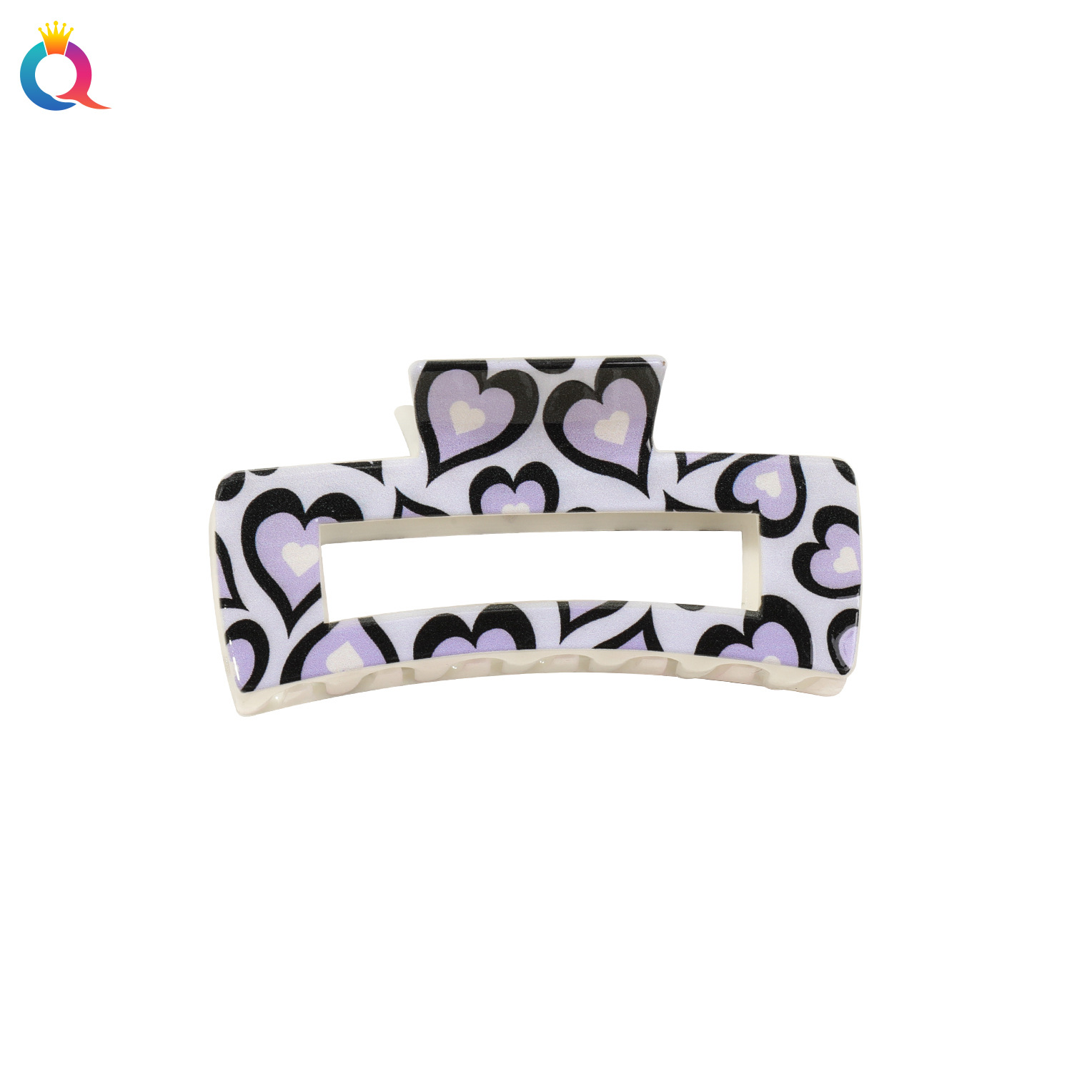 Qiyue Cross-border's new Korean-style simple and high-end UV-printed square hair clips, shark clips, headwear and hair accessories for women wholesale Item Picture