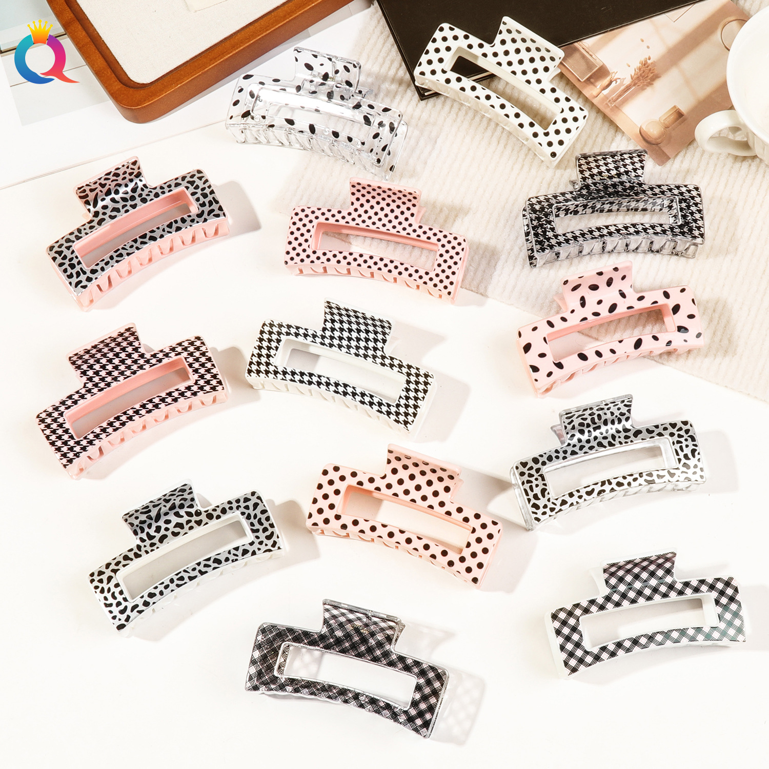 Qiyue Cross-border Premium heat transfer hair clips, simple printed hair bun clips, high-end shark clips, hair accessories wholesale Application Scenario