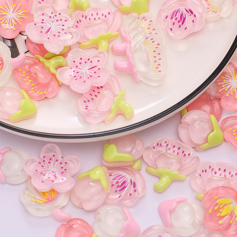 Resin accessories, cherry blossom flower children's hair clips, DIY materials, cream glue accessories, headwear and hair accessory wholesale Specification drawing