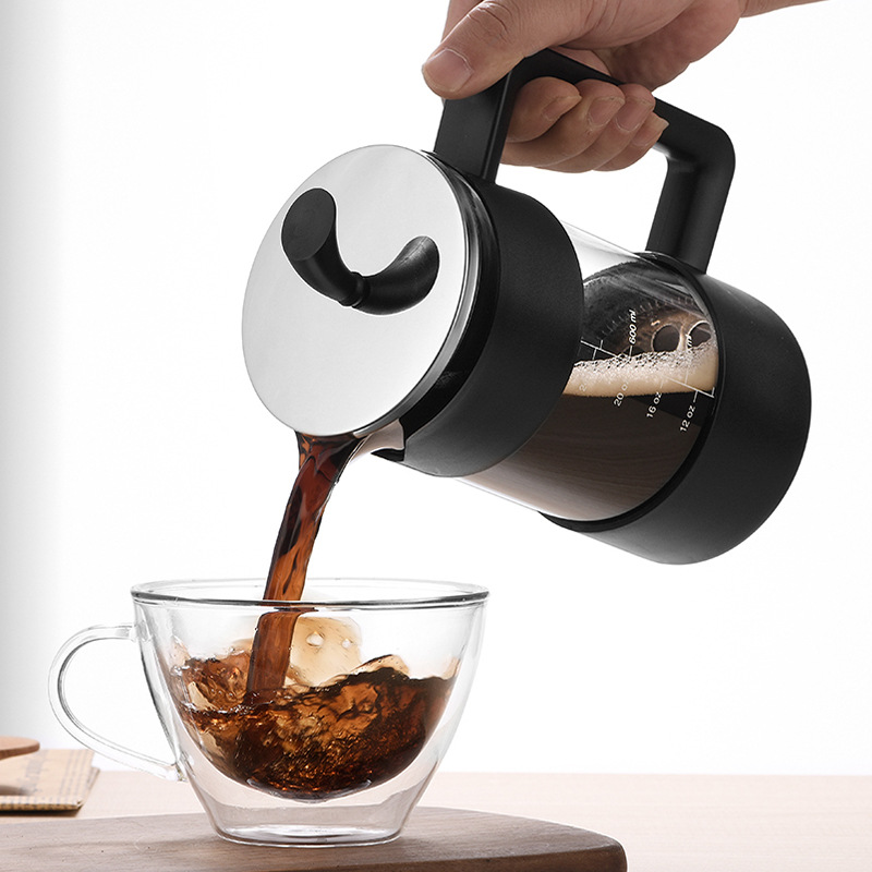 Wholesale French press coffee filter, French filter press, household tea infuser, cold brew coffee, hand-brewed glass coffee pot details Picture