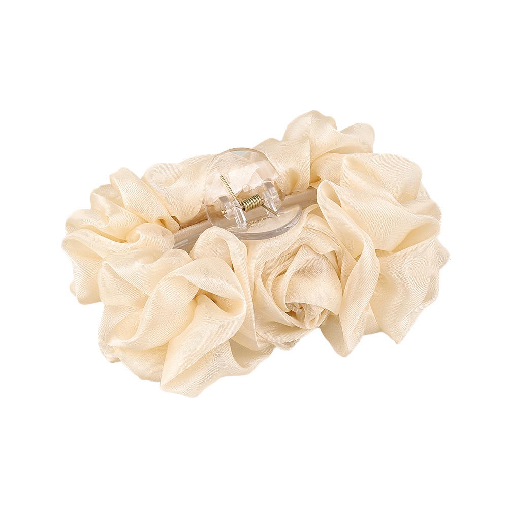 Qiyue Chiffon bow hair clips, back head curls, large solid color hair grips, hair accessories and head accessories wholesale Item Picture