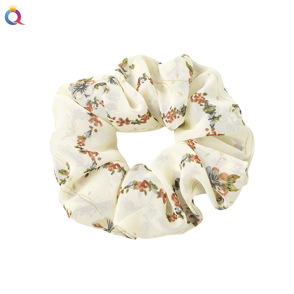 Qiyue's new fresh and delicate floral large intestine hair band, sweet and girlish large intestine hair band, ponytail hair band and hair tie Item Picture