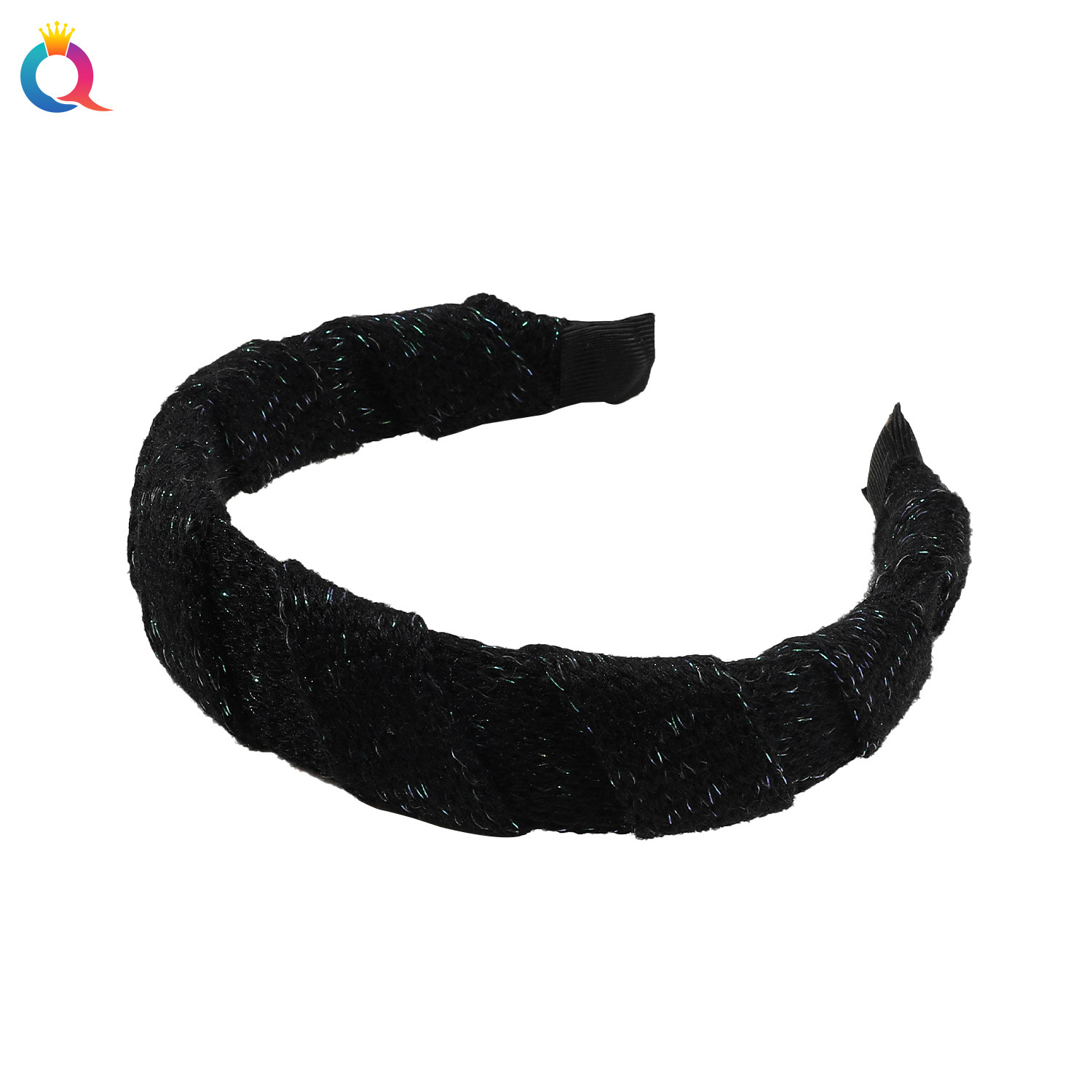 Qiyue Cross-border Bright Silk woolen knitted hair Band, High skull top, long hair, high-end velvet hair hole headband, hair accessory wholesale Item Picture