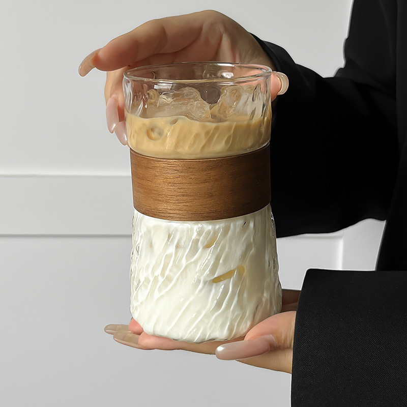 High borosilicate glass transparent tornado cup, simple thickened single-layer cup, drinking cup, high-temperature resistant household glass cup Specification drawing