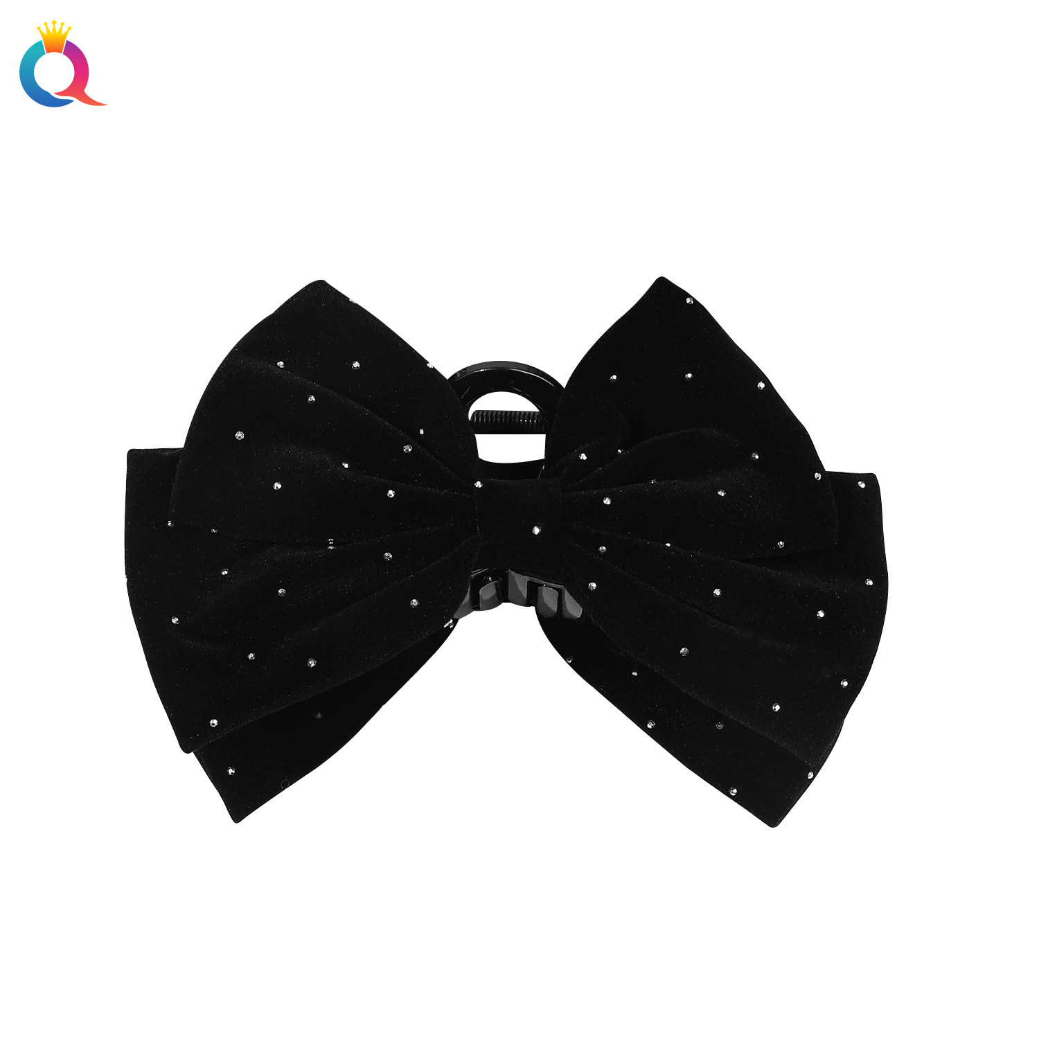 Qiyue Cross-border velvet bow tie Hair clips, hot diamond hair curls, hair grabbers, women's back head hair ties, shark clips, hair accessories wholesale Item Picture
