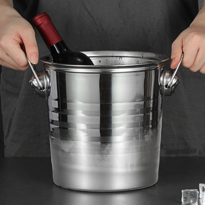 Stainless steel tiger-head ice bucket, KTV ice bucket, commercial frozen wine bucket, champagne bucket, ice bucket, red wine chilled bucket, for bars Specification drawing