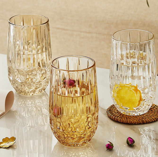 Hexagonal transparent water cups, rhombic glass cups, household beverage water cups, juice beer mugs, bars Application Scenario
