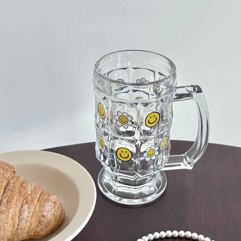 Wholesale of custom-made large-capacity glass cups, beer mugs, cold drink cups, household water cups and glass cups Specification drawing