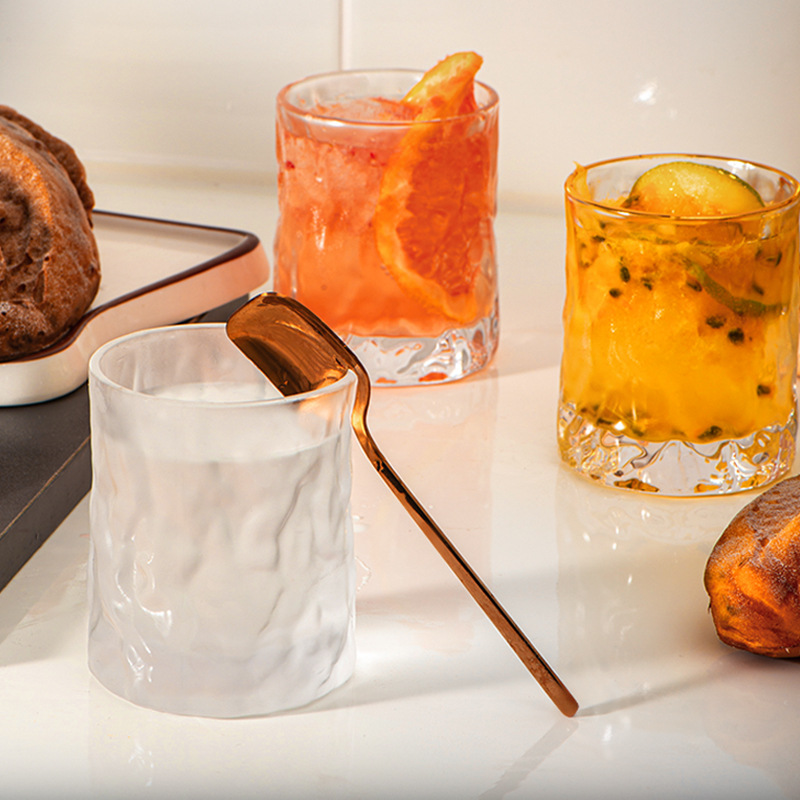 Simple Japanese wine glasses, ins tree-patterned glass, glass water glass, Japanese hammer-patterned tea cups, Western-style wine glasses, whisky wine glasses Application Scenario