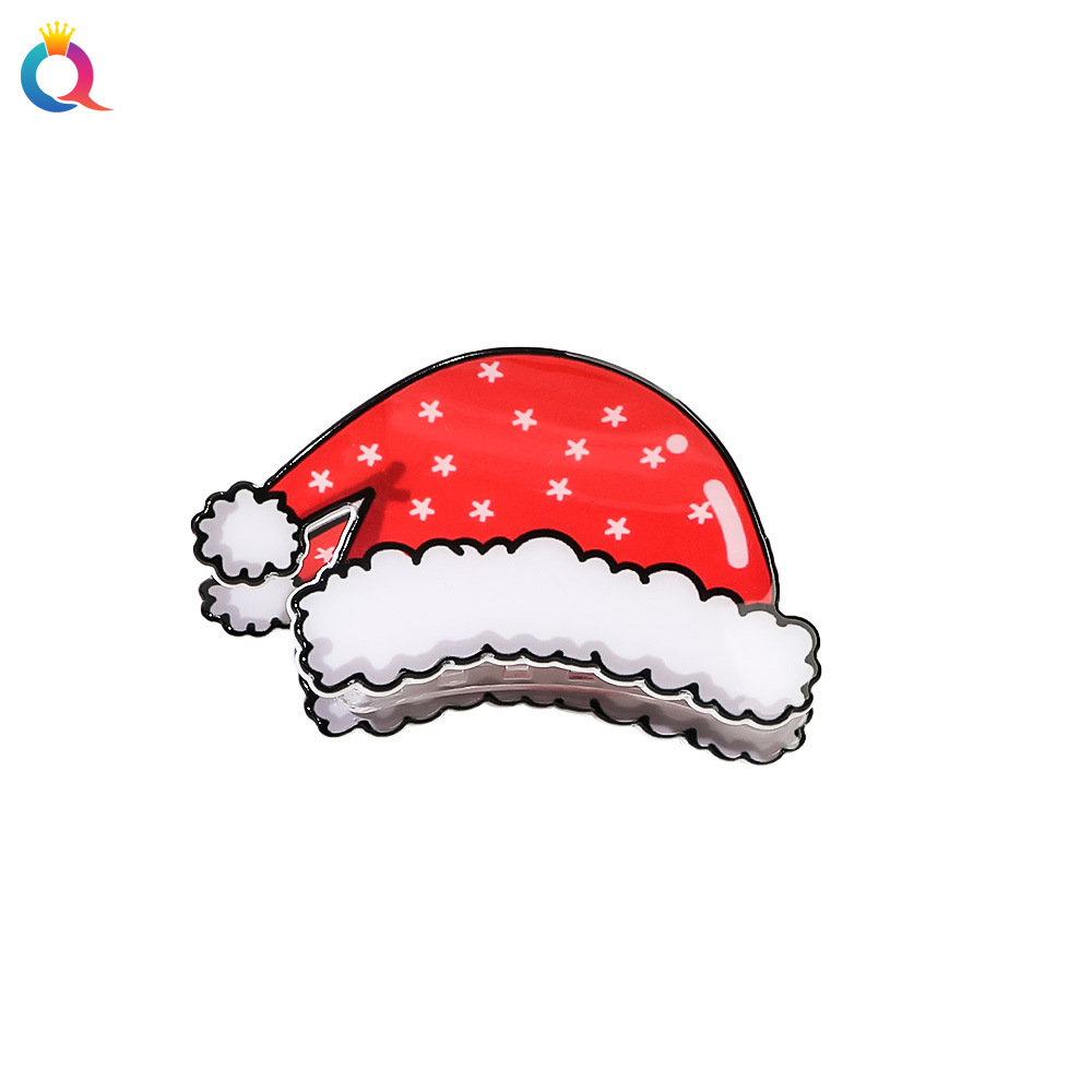 Qiyue Cross-border Christmas Grab Clip Cartoon Snowman Bun Hair Clip Cute and high-end Shark clip Hair Accessory wholesale Item Picture