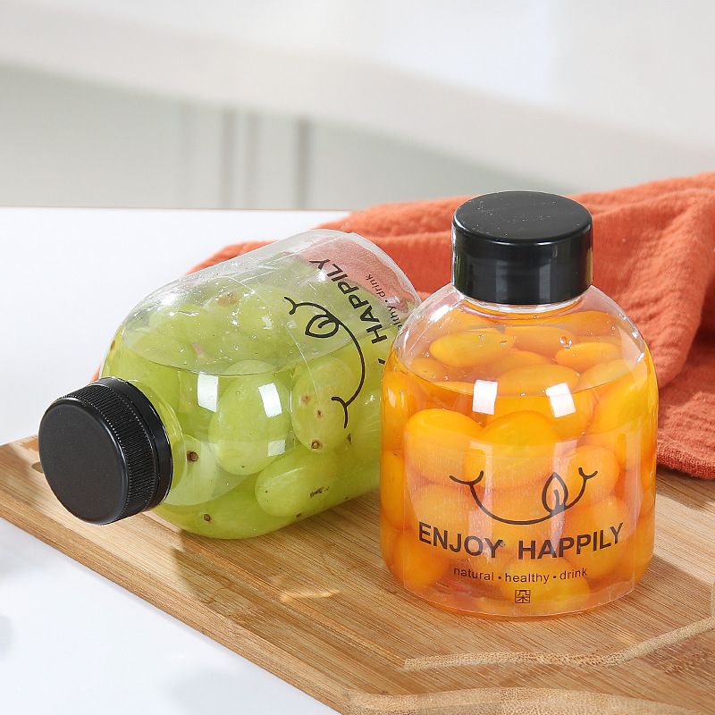 400ML large-mouth plastic beverage bottle, PET bottle, popular disposable beverage bottle, enzyme juice bottle full figure