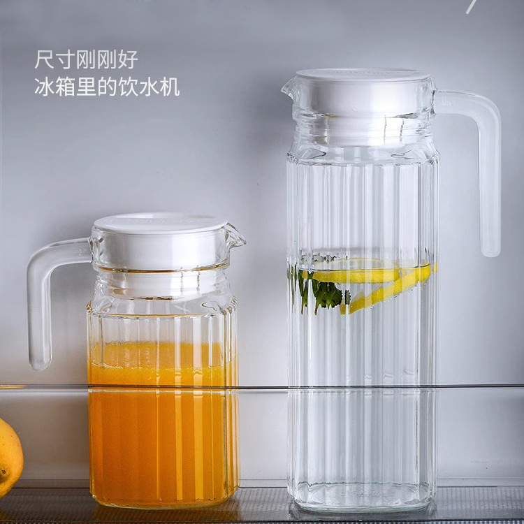High-temperature resistant glass cold water bottle, large-capacity tea brewing, household strip pot, juice and beverage octagonal pot, tie pot cold water bottle Specification drawing