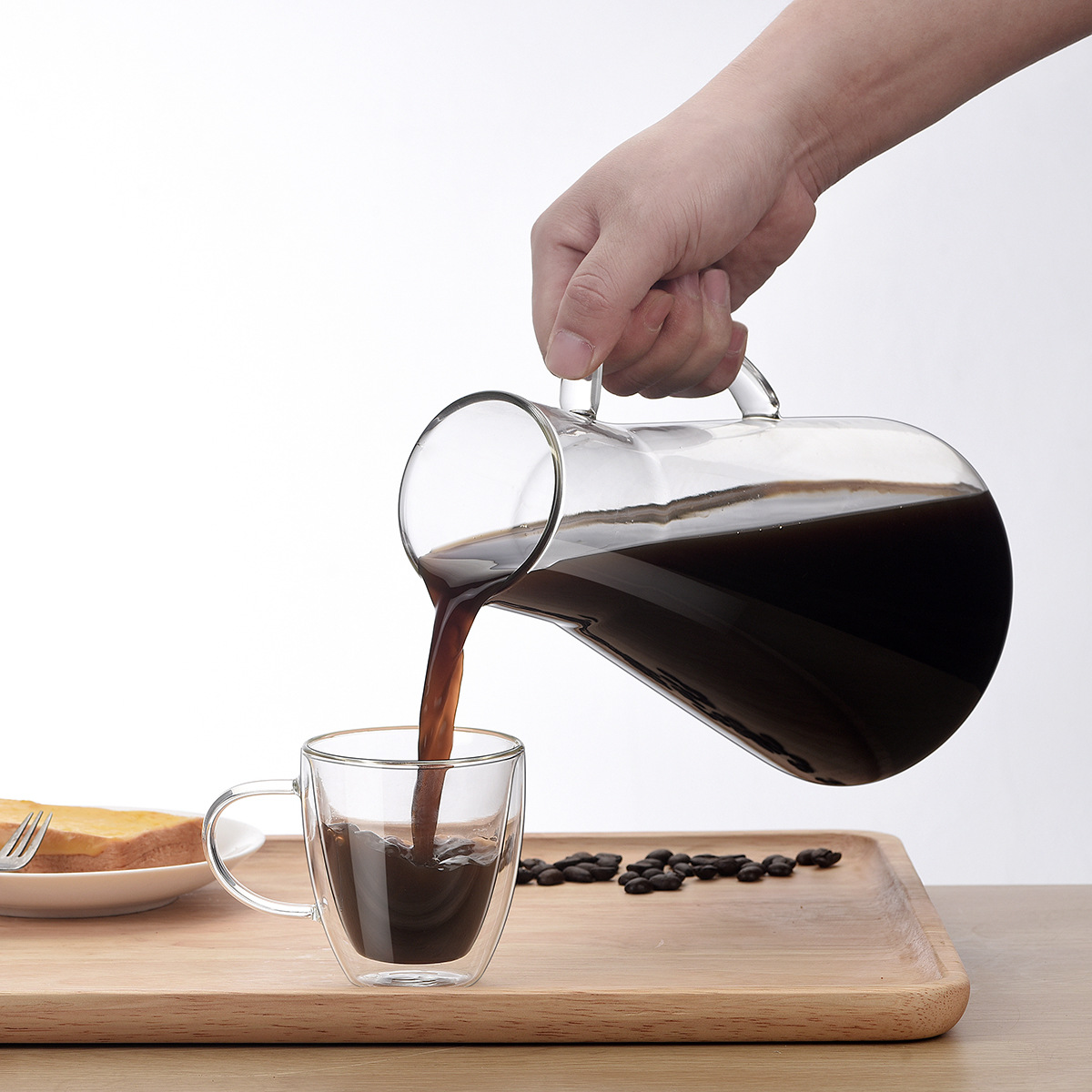 Large-capacity coffee pot with scale, stainless steel filter screen, high borosilicate glass, cold brew coffee pot, cold brew sharing pot Item Picture