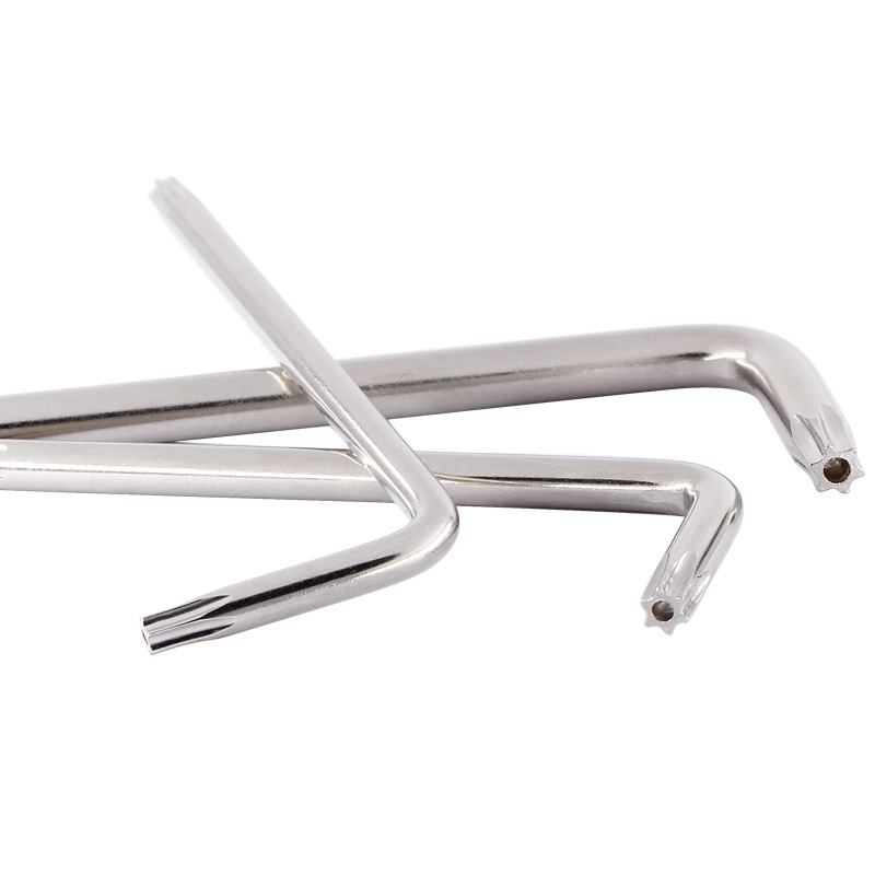 Nickel-plated L-shaped flat head Allen wrench, extended torque ball wrench, hexagonal box anti-theft wrench Specification drawing