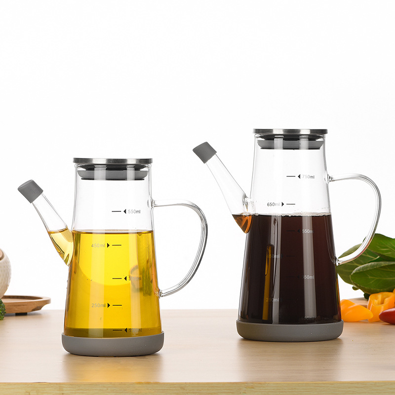 High borosilicate glass oil pot, graduated oil bottle, household oil tank, kitchen seasoning bottle, large-capacity soy sauce and vinegar bottle details Picture
