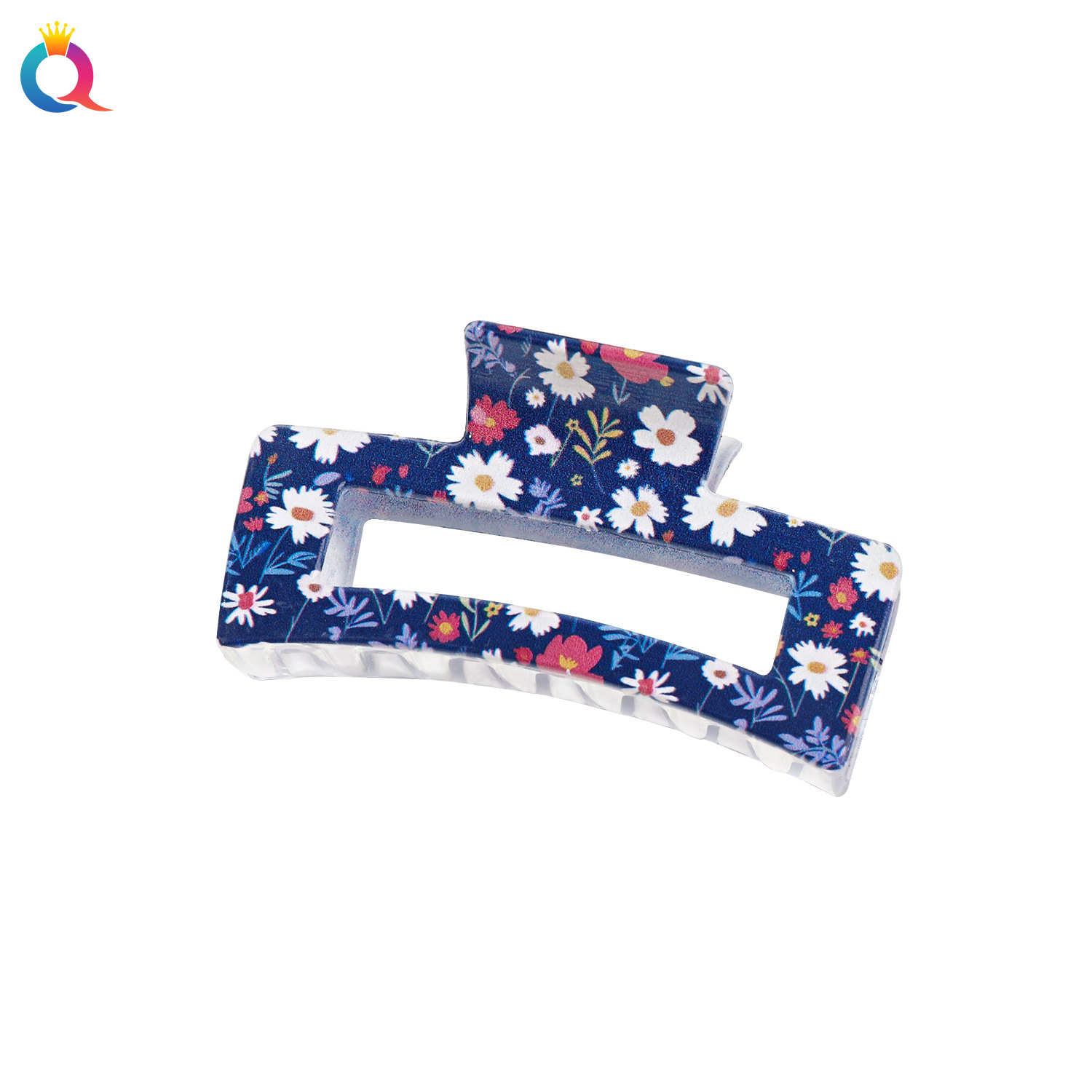 Wholesale of Qiyue's new fashionable UV-printed square grabber for women, European and American creative hair clips, and fresh shark clips Item Picture