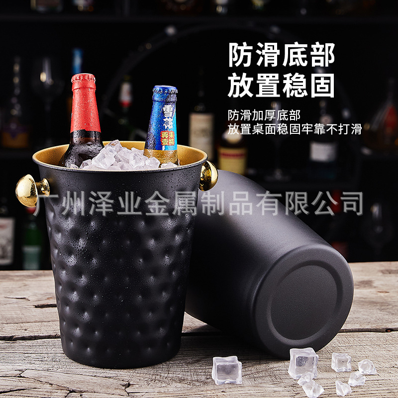 Thickened stainless steel ice bucket, KTV and bar supplies, champagne bucket, commercial ice cube granule bucket, creative beer and wine bucket Application Scenario