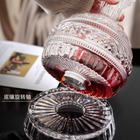 Star Diamond rotating decanter, light luxury unbreakable figure, high-end rotating cup, retro decanter, crystal glass, quick details Picture