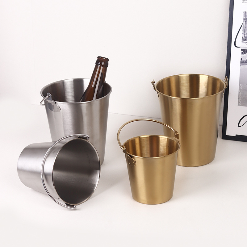 Creative American-style ins304 stainless steel restaurant fried food containers, snack fries, fried chicken buckets, bar ice cube buckets Specification drawing