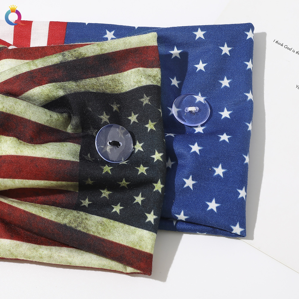 American Flag headbands' new elastic wide mask anti-clog button headband yoga exercise sweat-absorbing headband Specification drawing