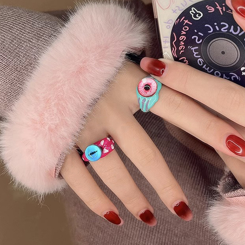 Sweet and cool style hot girl y2k ring, niche and versatile, irregular drip glaze food ring, enamel funny, dopamine female trendsetter Specification drawing