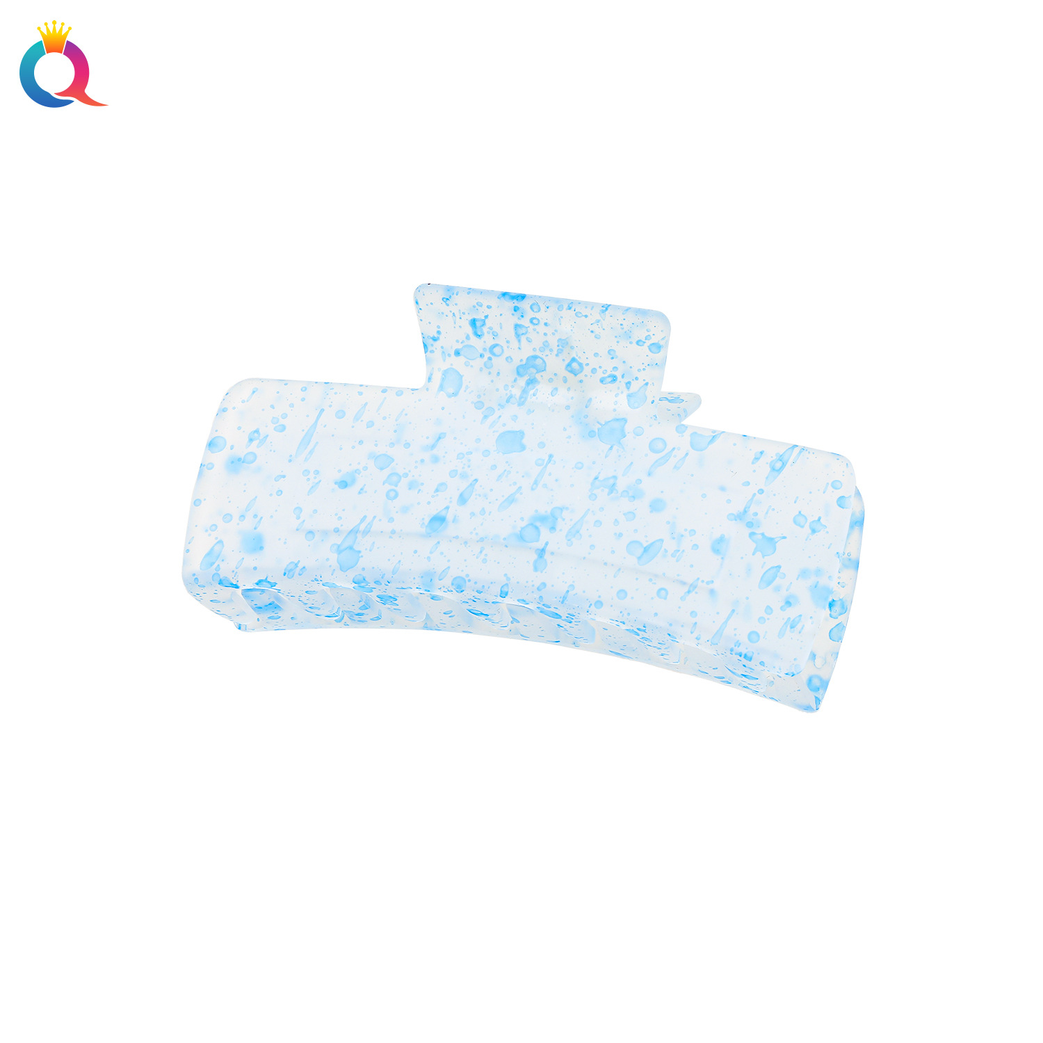 Qiyue Cross-border square hair clip, solid frosted grab clip, Ink-wash color dot shark clip, hair grab, hair clip, hair accessory for women Item Picture
