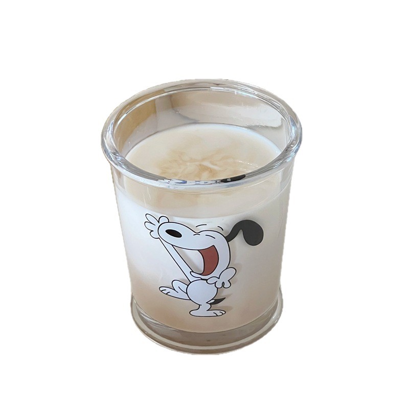 Simple cartoon glass cups, ins feng shui cups, household drinking cups, cold brew coffee cups, girls' glass cups Item Picture