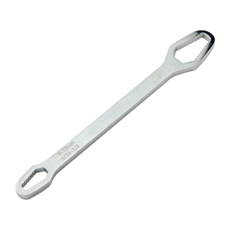 Multi-functional self-tightening wrench, double-head plum blossom open glasses fixed head plate, 8-22mm narrow multi-purpose adjustable wrench Item Picture