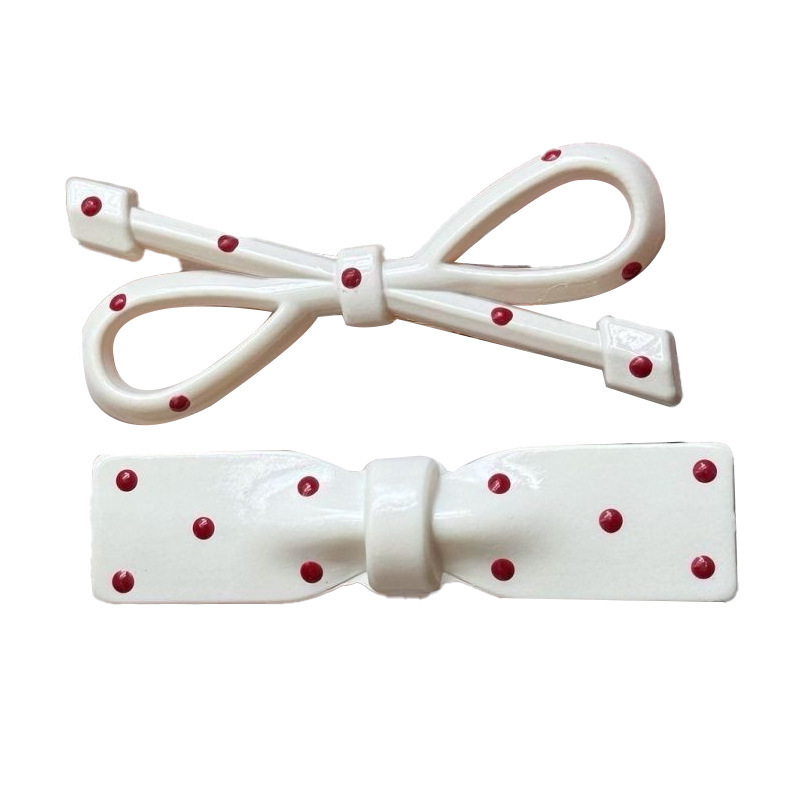 Angora red bow hair clip, feminine and high-end style, side clip hair accessory, headpiece polka dot hair clip clip Item Picture