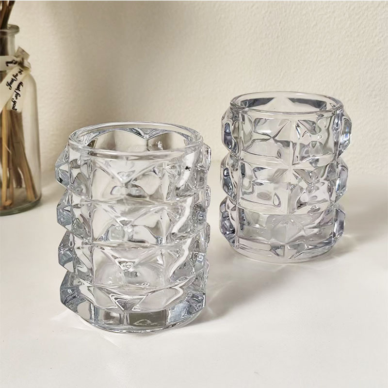 Korean-style transparent glass pen holder, irregular-shaped gemstone makeup brush holder, storage holder, pen holder, photo decoration, prop, and display item details Picture