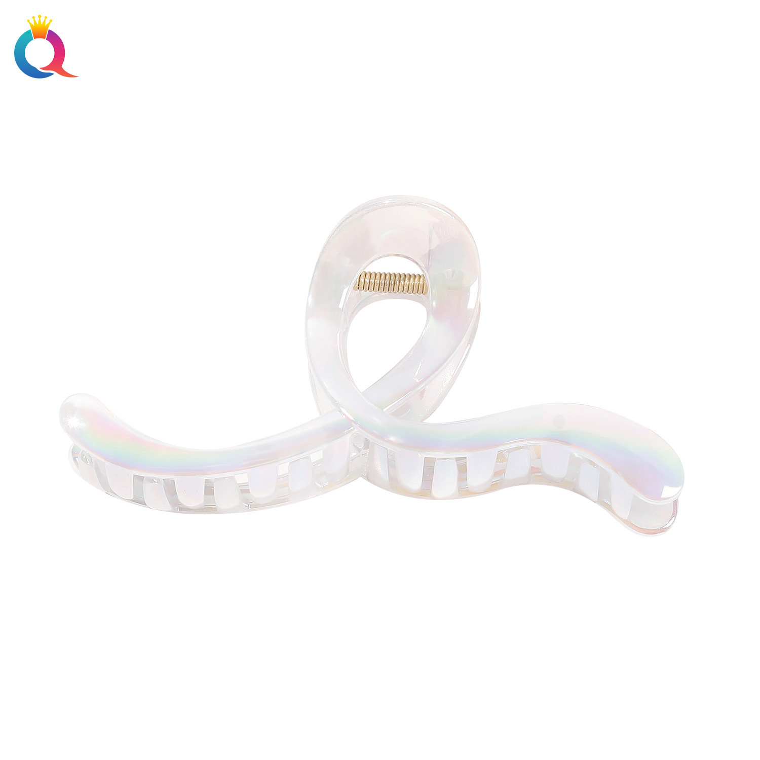 Qiyue Cross-border PC electroplated AB color hair clips, high-end style grab clips, wave cross hair grab clips, hair accessories for women wholesale Item Picture