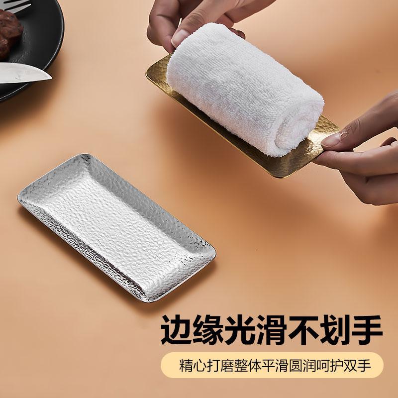 304 stainless steel towel plates, wet tissue plates, bar snack plates, trays, ins creative restaurant dessert and pastry plates Application Scenario