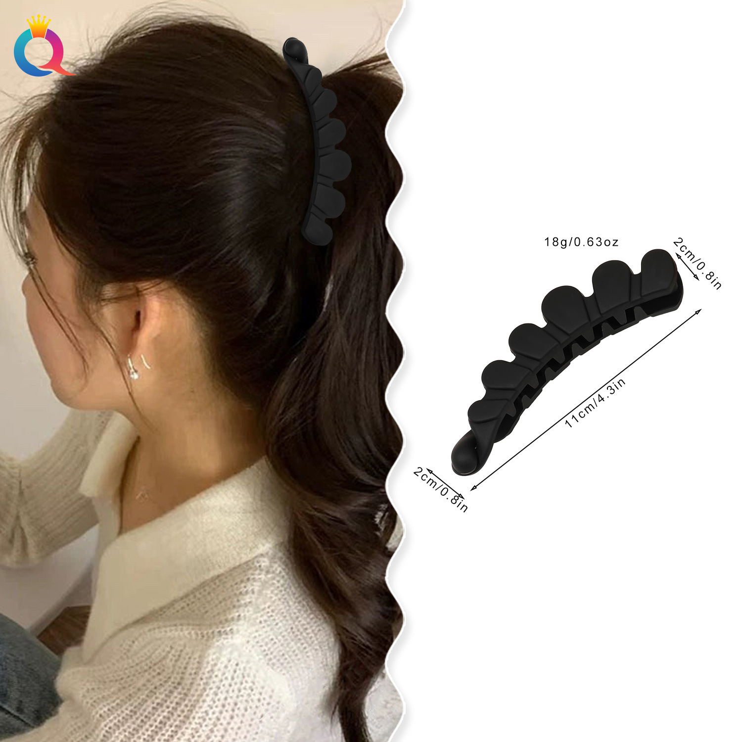 Qiyue Cross-border PC frosted Banana clips, elegant vertical clips, ponytail hair clips, updo hair clips, shark clips, hair accessories wholesale details Picture